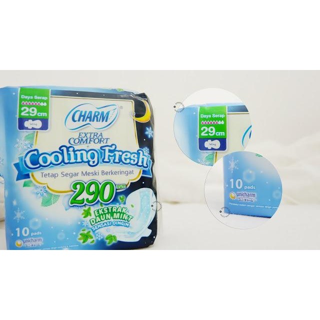 CHARM COOLING FRESH NIGHT 29cm 10 PADS