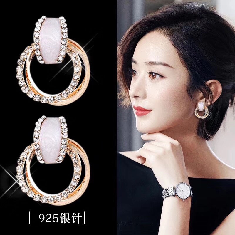 Anting Hoop 925 Silver Needle Gaya Korea Untuk Wanita