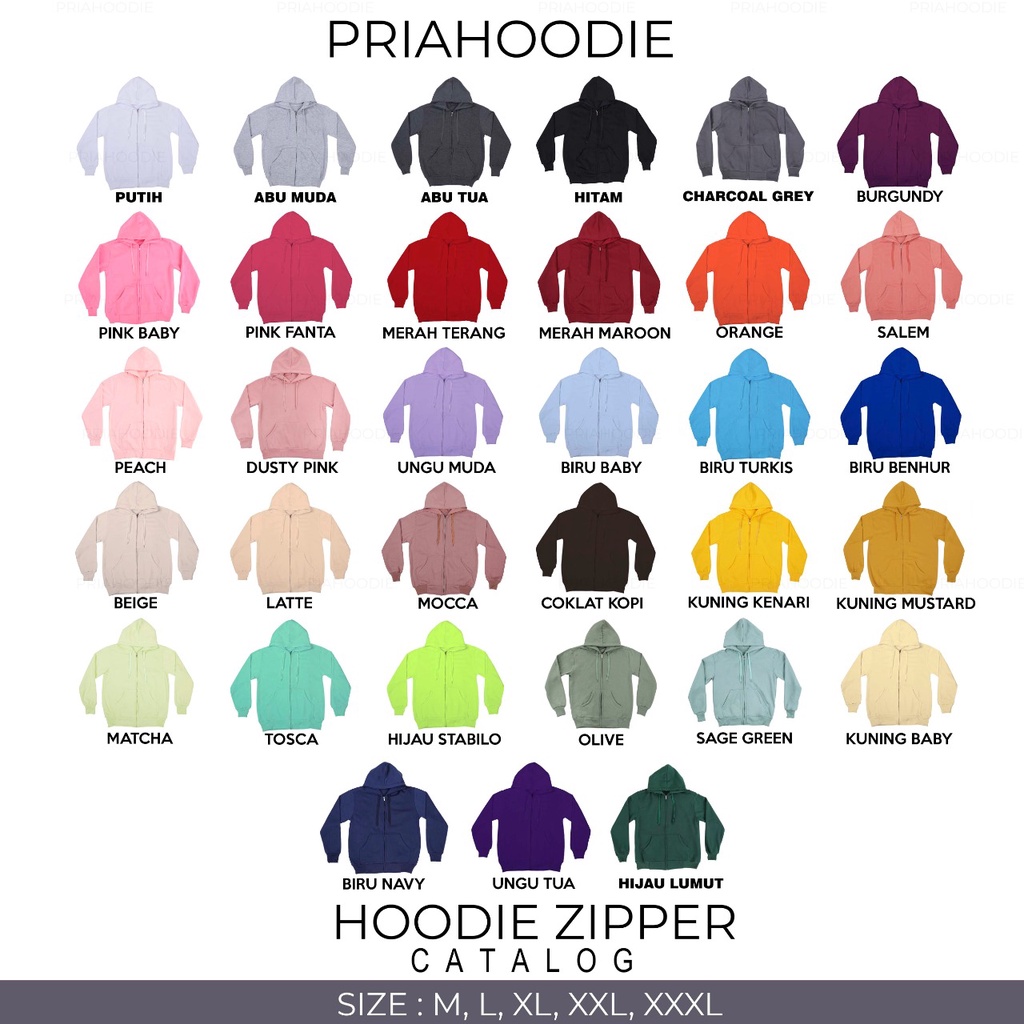 PriaHoodie Jaket Hoodie Zipper Polos Pria Cowok Laki Laki M - XXL (Bisa Cod)-8