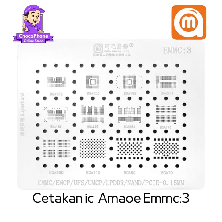 Plat Cetakan EMMC3 UFS NAND UMCP Amaoe IC BGA Original