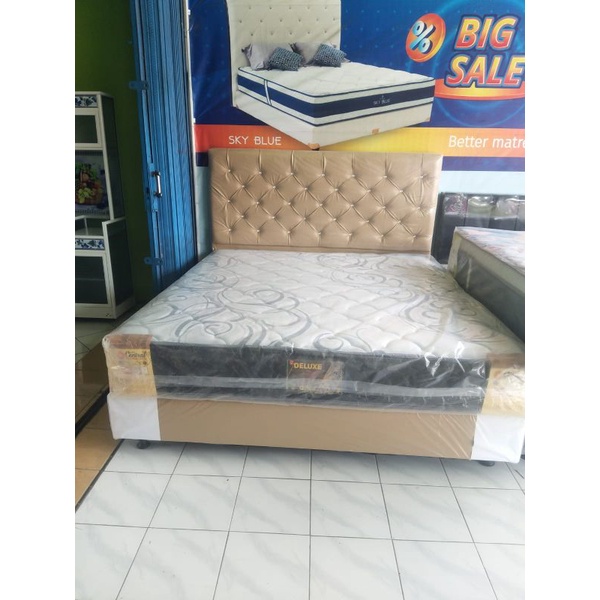 Springbed CENTRAL Deluxe Ukuran 140 160 180 200 Matras Pillowtop Bed Set Kasur Busa Olympic Uniland 