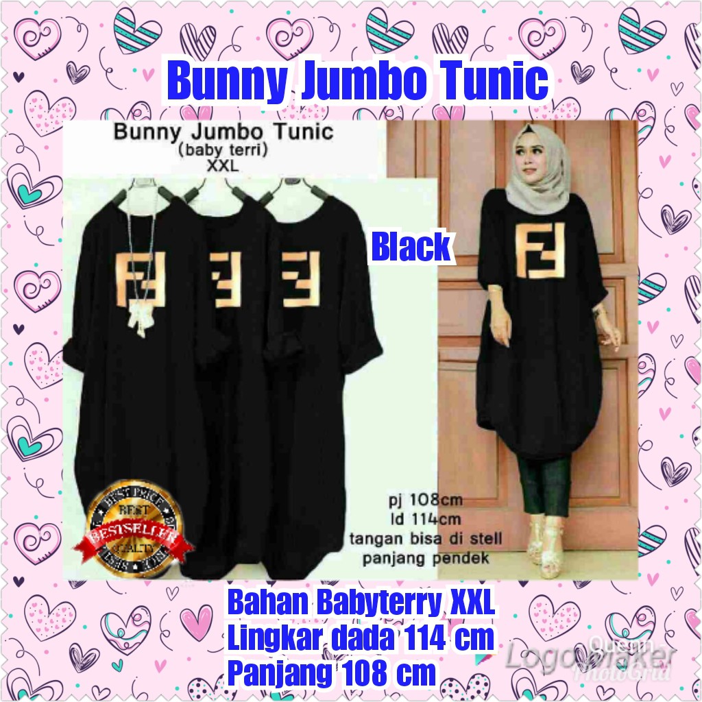 TERMURAH BUNNY JUMBO TUNIC NAVY / MAROON / BLACK /TERBAR /TERPOPULER/TERLARIS /KONDANGAN /TERMURAH