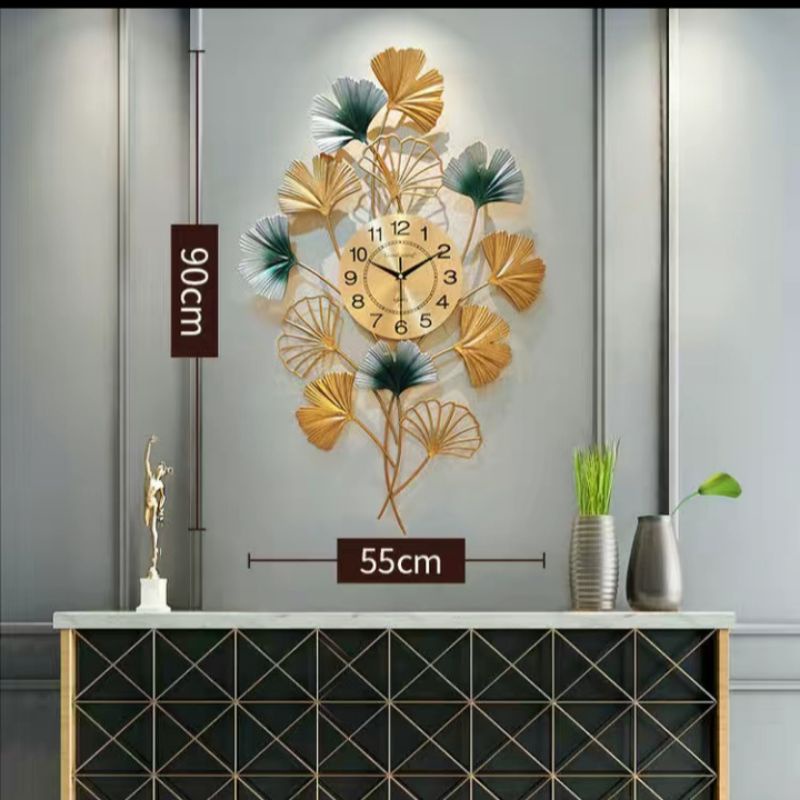 REAL PIC FREE ONGKIR JAM DINDING UK 90X55CM UKIR LUXURY WALL CLOCK IRON WALLDECOR HIASAN PAJANGAN DI