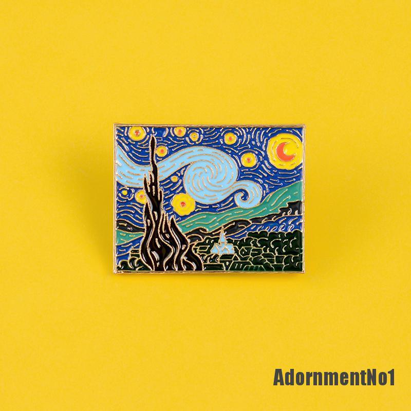 (Adornmentno1) Bros Pin Desain Lukisan Langit Berbintang Van Gogh 's Masterpiece Romantis