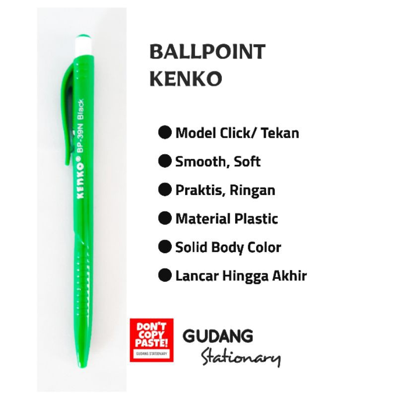 Ballpoint Pen Push In KENKO BP-39 Hitam