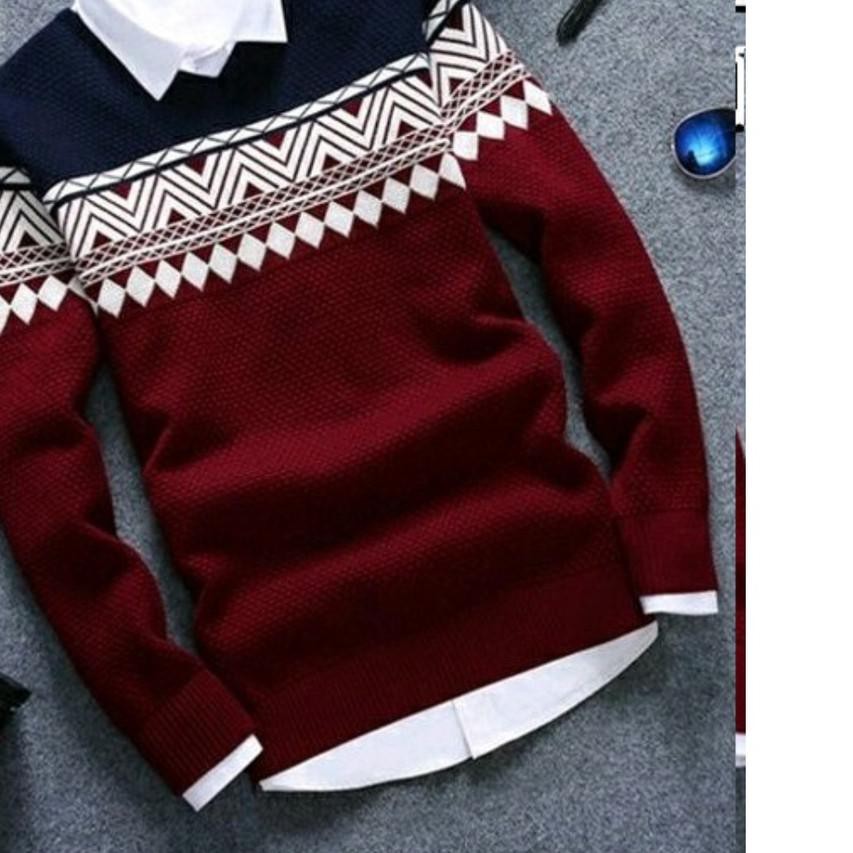 ❁ Sweater Rajut Pria Premium S M L XL XXL XXXL 4XL Columbus Tribal Marun Navy Big Size baju rajutan