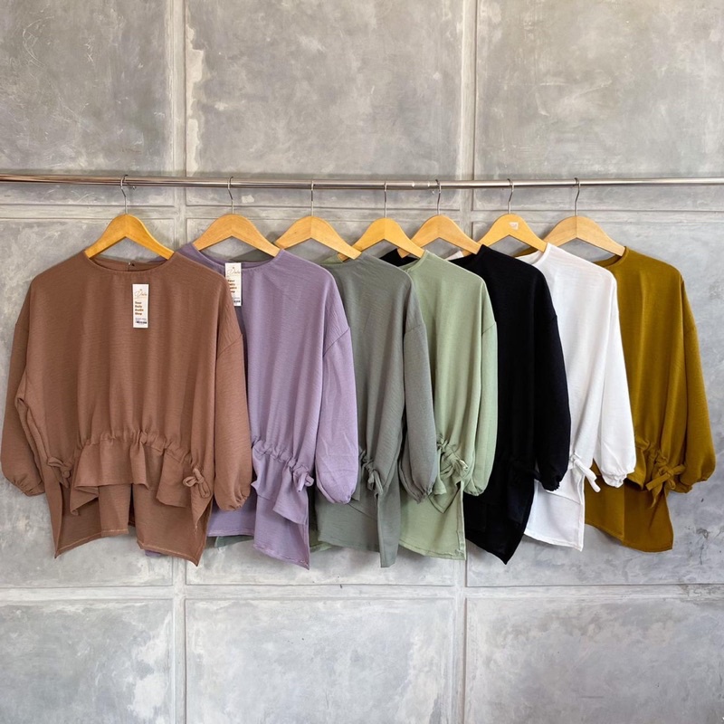 Blouse Jennie Blous Serut Wanita Bahan Crinkle Blouse Wanita