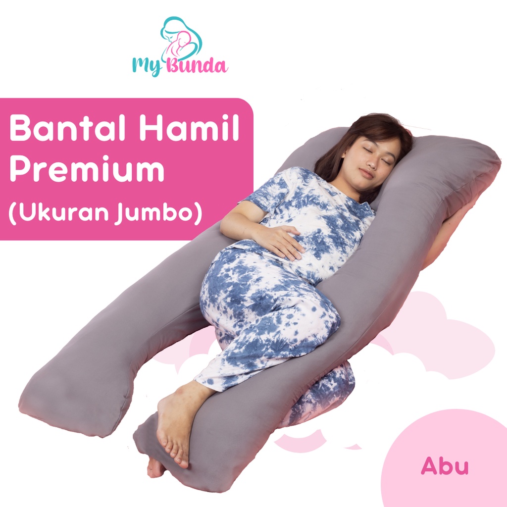 Bantal Hamil Tidur | Bantal Hamil | Bantal Ibu Hamil | Bantal Bumil | Bantal Ibu Hamil Tidur | Bantal Hamil Dan Menyusui | Penyangga Perut Ibu Hamil | Maternity Pillow Kualitas Premium Ukuran Jumbo Terdapat Resleting dan Sarung Putih Dalam | Premium Abu