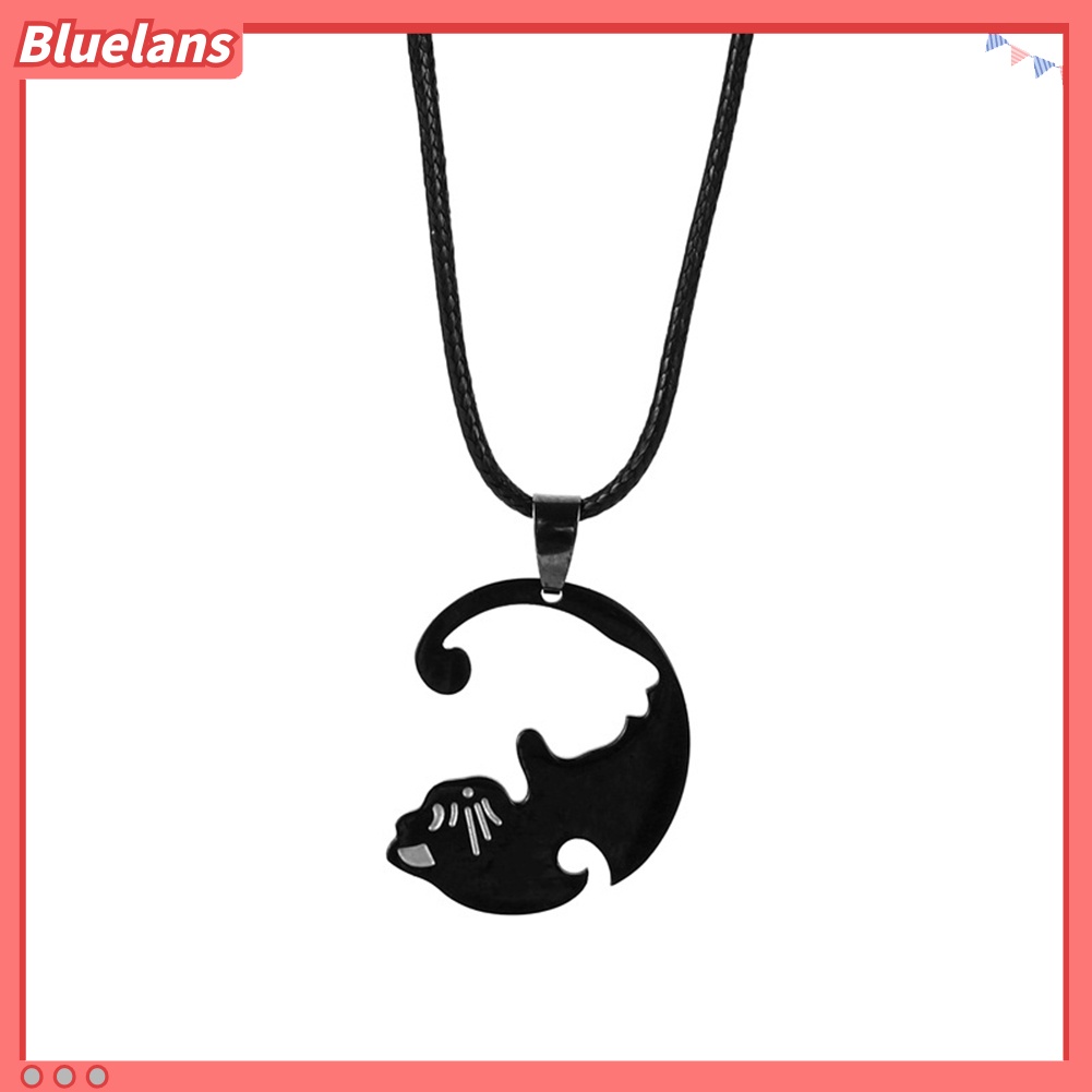 Bluelans 2Pcs Fashion Embrace Cats Pendant Couple Matching Necklaces Jewelry Gift