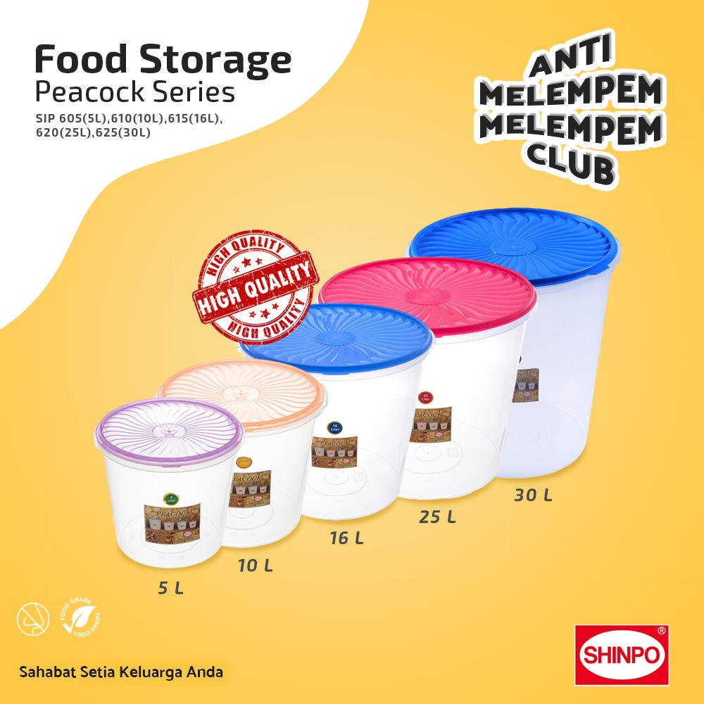 ( BISA COD ) PROMO Shinpo SIP-625 / SIP-630 Peacock Series / Toples Plastik Polos / Tempat Cemilan / Food Storage / Wadah Makanan