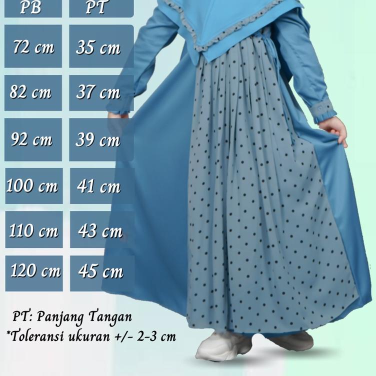 Baju Koko Pria dan Gamis Kerudung Muslim Anak Dewasa Couple Keluarga Warna Biru Bahan Toyobo A10