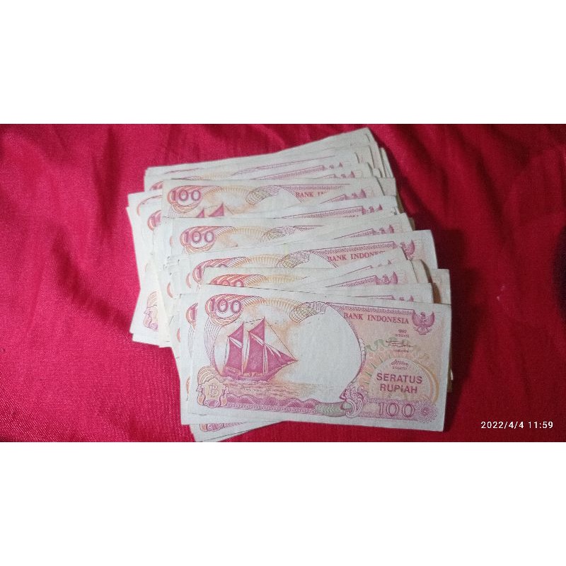Uang Kuno Indonesia 100 rupiah Perahu Phinisi Asli Tahun 1992