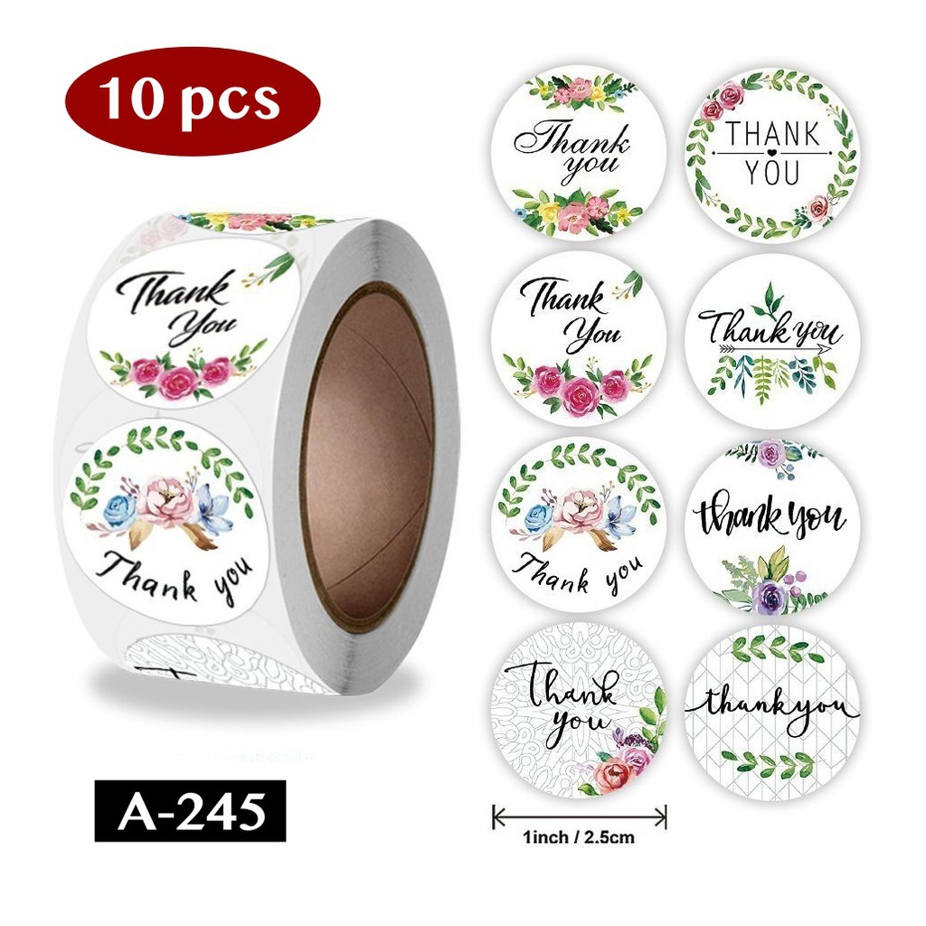 AliMaMa - STIKER THANK YOU 10 PCS - Sticker Terima Kasih Segel Olshop Online Shop Packaging Packing Souvenir Suvenir Import Murah Medan-A-245