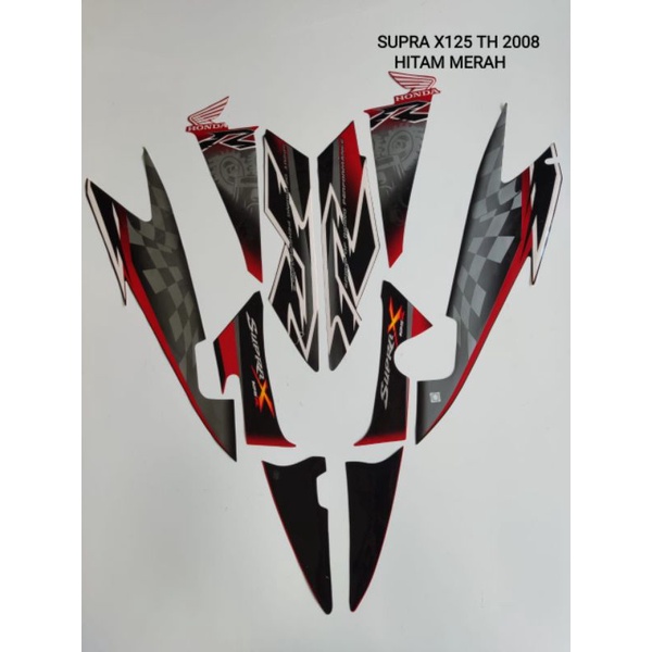 STRIPING MOTOR SUPRA X 125 TAHUN 2008 HITAM MERAH