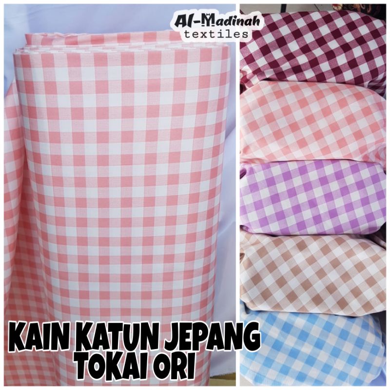 KAIN KATUN JEPANG KOTAK GINGHAM ORI TOKAI LEBAR 150CM