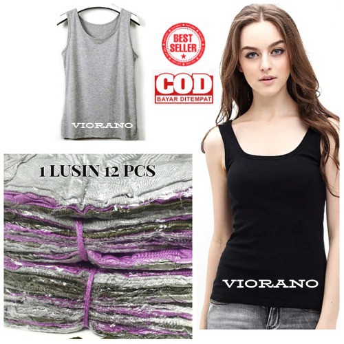 Termurah Grosir 12Pcs Tanktop Singlet Termurah Wanita Tank top Polos Lusinan Adem Bahan Katun Fit XL Harga Grosir Singlet Tali Lebar Tangtop Tali Berkualitas