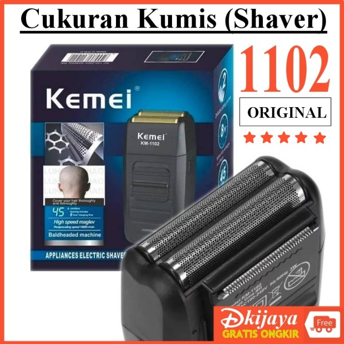 KEMEI KM 1102 1102H SHAVER Alat Cukur Kumis Dan Jenggot DUAL BLADE NET KM1102 KM1102H ORIGINAL