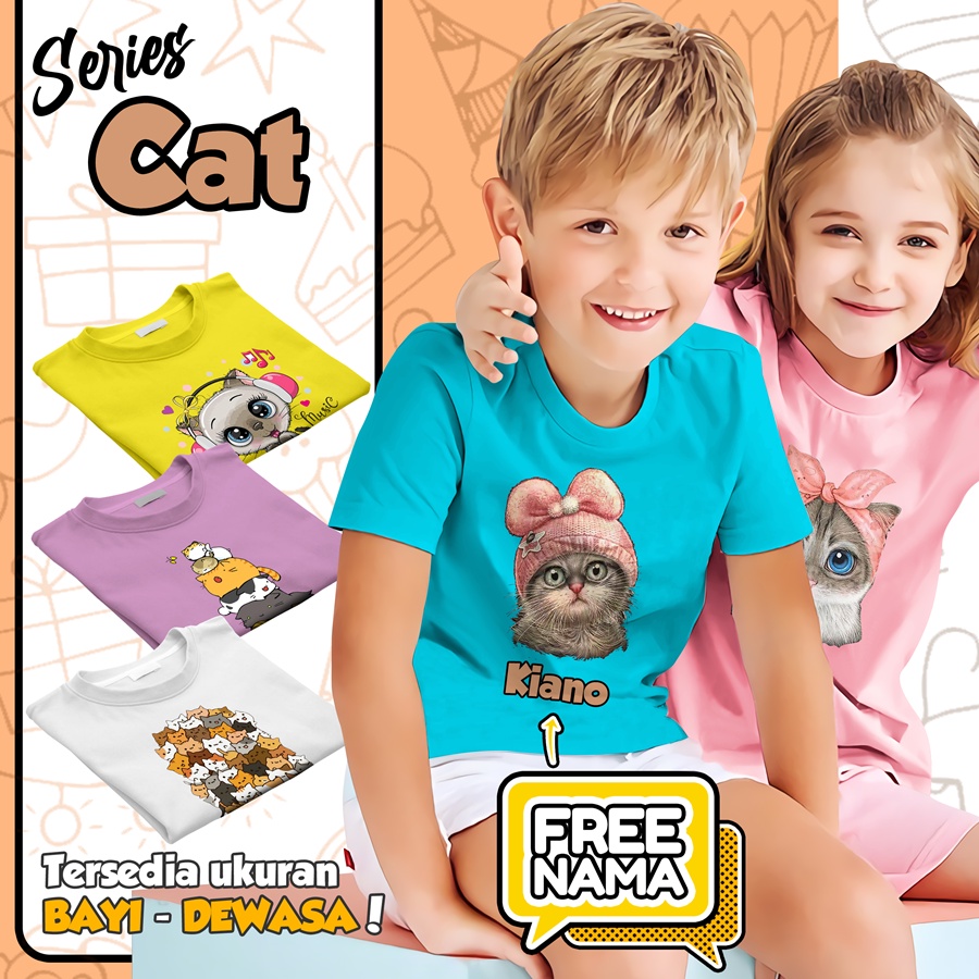 Baju Kaos ANAK DAN DEWASA CAT COUPLE (FREE NAMA)