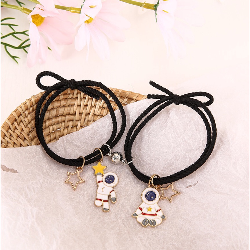 2 Pcs Gelang Tali Magnet NEW ASTRO Couple Sahabat Pasangan Hip Hop Korea Fashion Astronot Best Friends Lock Kunci