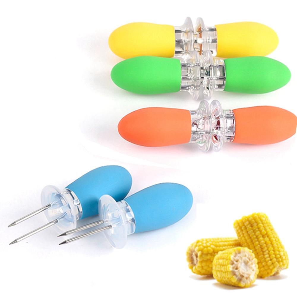 [Elegan] Corn Holder Gagang Plastik1Per3 /5 /10pcs Jagung Di Cob Masak Dapur Gadget Garpu Buah Rumah