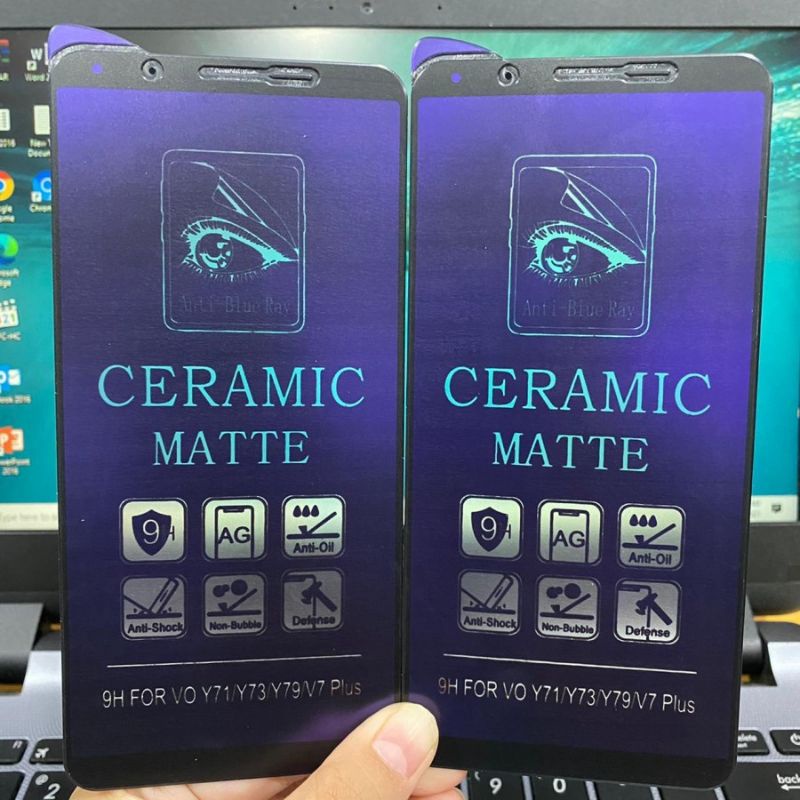 Anti Gores / Tempered Glass / Pelindung layar Cramic Matte Blue Anti Radiasi Ful Layar type HP VIVO Y53/y53i/y55/y55i/y67/y71/y81/y83/y91/y93/y95/y97/y91c/y11i/Y1s/y12i/y12/y15/y17/y15s/y19/y20/y20s/y20i/y12s/y21/y21s/y21i/y30/y30s/y30i/y33/y33s/y33i/Y01