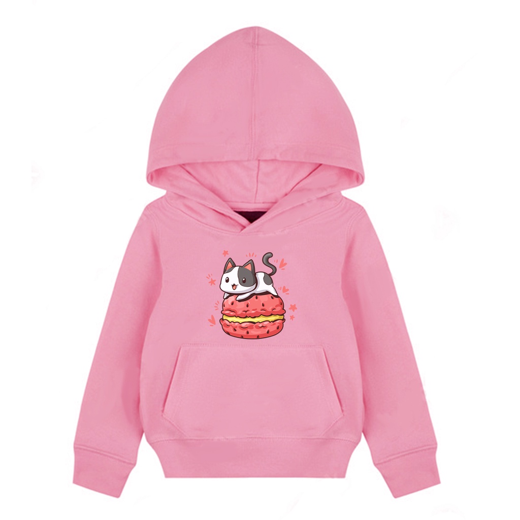 Hoodie Anak Burger Cat Sweater Pakaian Fleece Anak M - XL