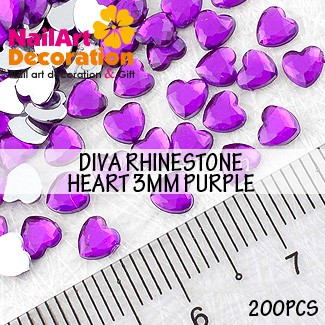 DEKORASI CLAY / RESIN / SLIME / NAIL ART RHINESTONE HEART 2.5 MM