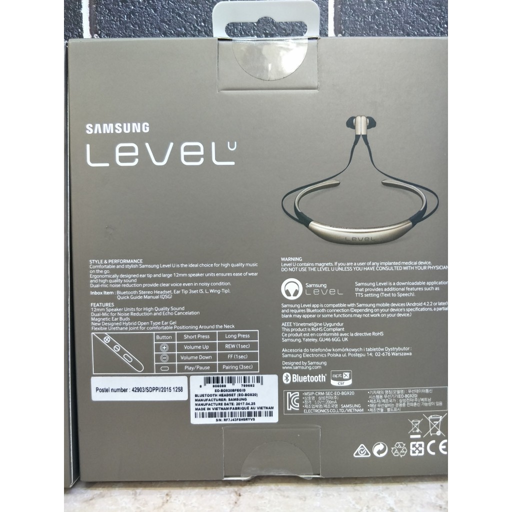 Samsung Level U Headset Bluetooth Original Samsung 100% Wireless