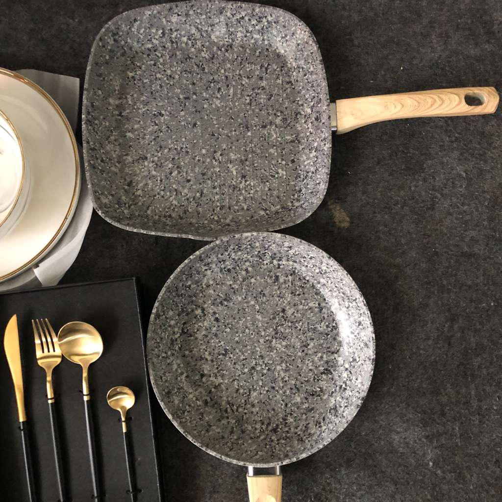 Granite Panci Fry Pan Grill Pan Casserole Marble Granit Granite Penggorengan Pemanggang Anti Lengket