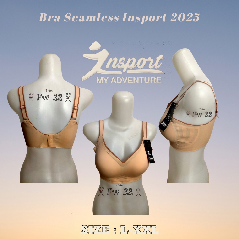 Sport Bra Seamless Wanita Insport 2025 Bra Tanpa Kawat dengan Model Polos dan Sporty