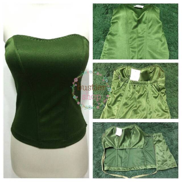 Bustier tulang 4 satin hijau fuji