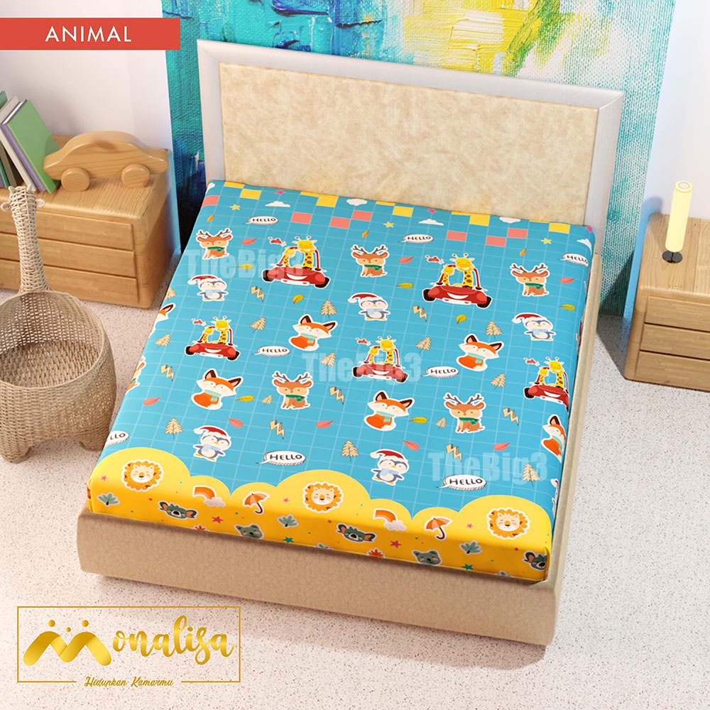 MONALISA Sprei Waterproof 180x200 - anti ompol air water proof Paus Rainbow  Rainbow Dinosaurus Rocket Galaxy180 SP-Animal