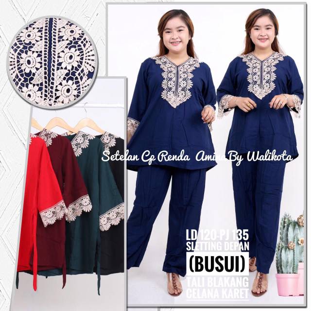 Setelan arabian renda amina