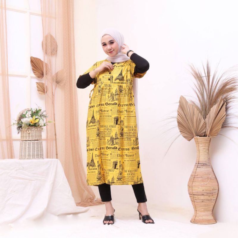 Daster Chibi Koran Rayon Premium Busui Lengan Pendek Dress Perempuan Kekinian