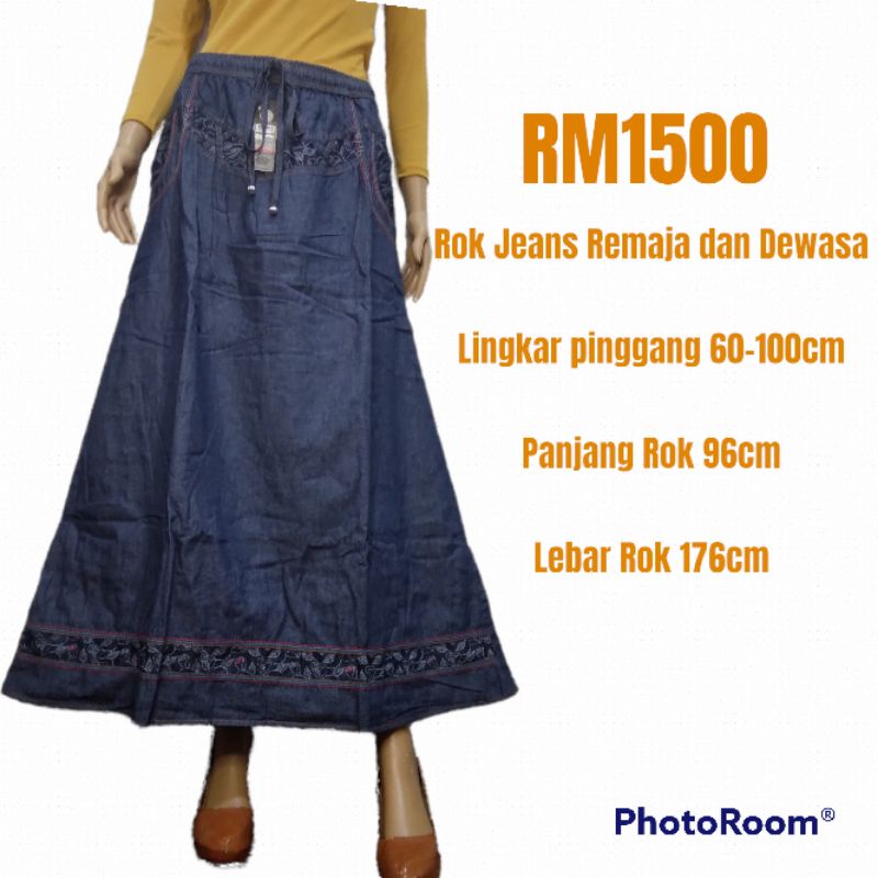 Rok Jeans Anak Remaja Panjang Rok Anak Bermotif Full Karet