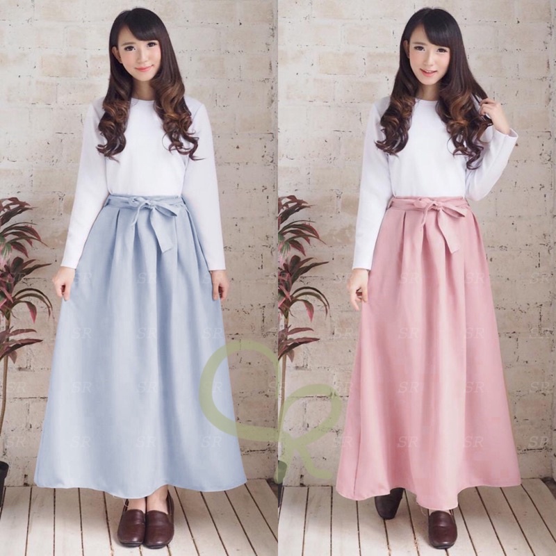 Rok Panjang Polos Moscrepe Wanita Jumbo