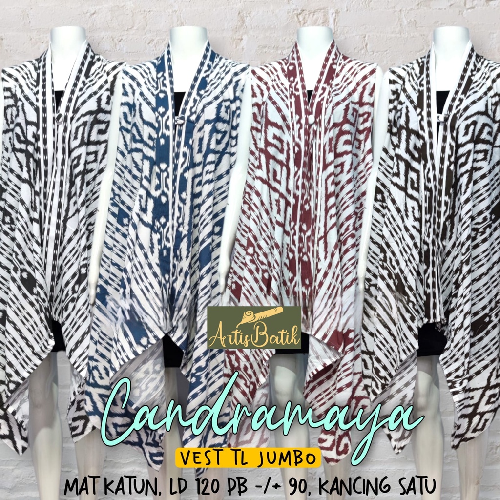 NEW CANDRAMAYA CANTIK VEST BATIK OUTER BATIK  JUMBO LD 120 XXXXXXL OUTER MOTIF BATIK HALUS TRADISION