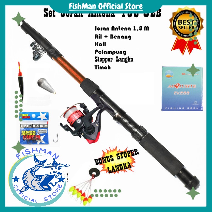 Alat Pancing Joran Antena 1 Set Murah 180 Kuat 5kg