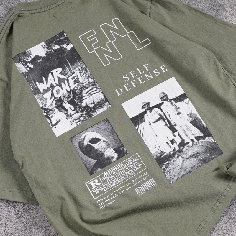 [N00589] Baju Kaos Oversized Distro Motif WAR ZONE!