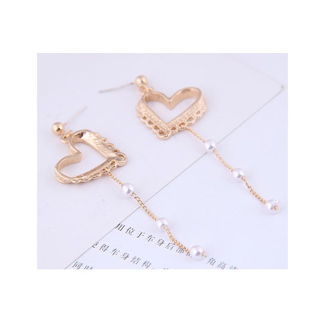 LRC Anting Tusuk Fashion Gold Peach Heart Earrings A58818