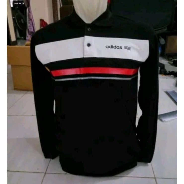 Ready stok kaos kerah lengan panjang long sleeve Adidas high quality