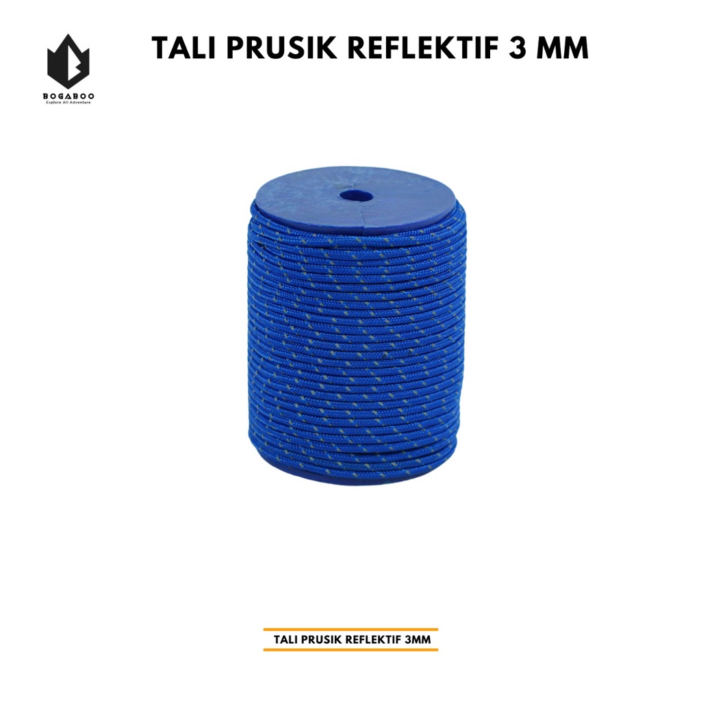 (COD KUY) TALi PERUSIK REFLEKTIF 3 MM - tali prusik reflective - tali perusik nyala - tali tenda outdoor - TALI REFLEKTIF ULTRALIGHT 1 ROLL