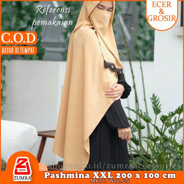 Pashmina Wolfis Super Jumbo 200 x 100 cm Pasmina Woolpeach Syari Premium Ala Malay Exclusive