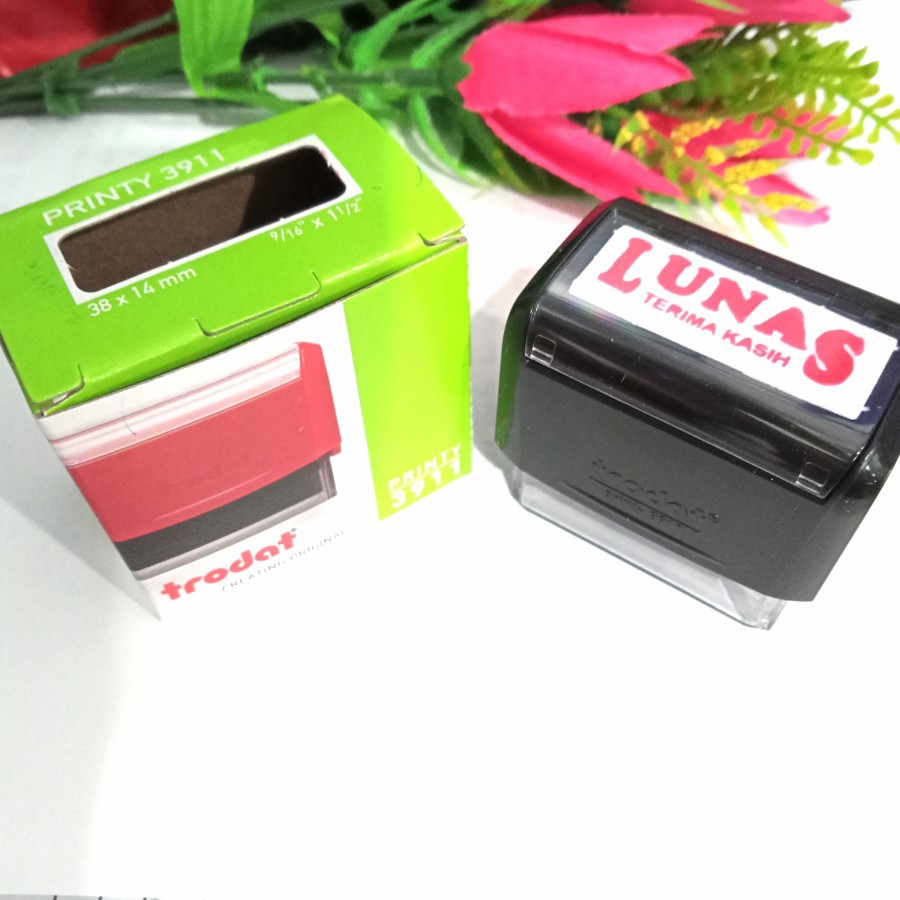 

STEMPEL TRODAT PRINTY PRAKTIS TYPE 3911 5 X 3 CM TULISAN LUNAS TINTA MERAH AWET