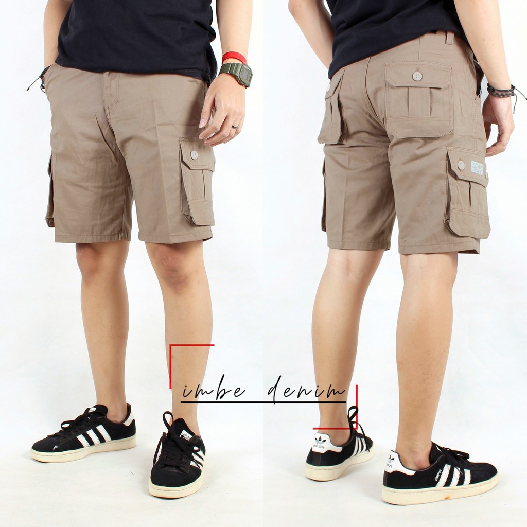 Cargo pendek pria - Pdl pendek pria - Celana cargo banyak saku buat naik gunung warna MOCCA