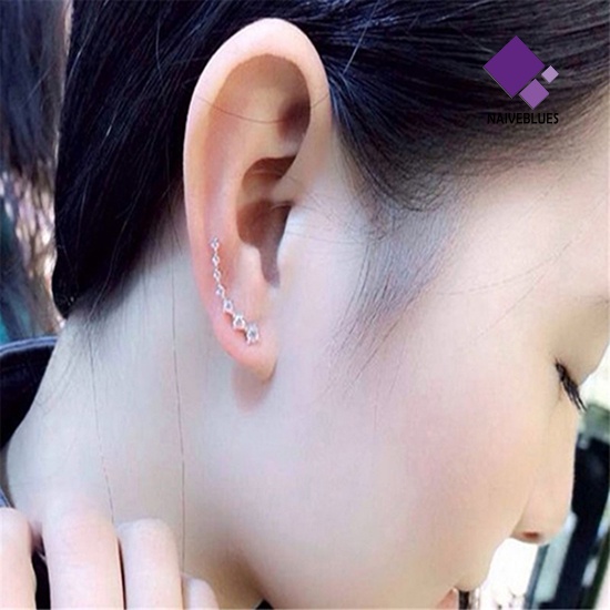 Naiveblue &gt; Anting Tusuk Gantung Desain Garis Hias Zircon + Berlian Imitasi Untuk Wanita