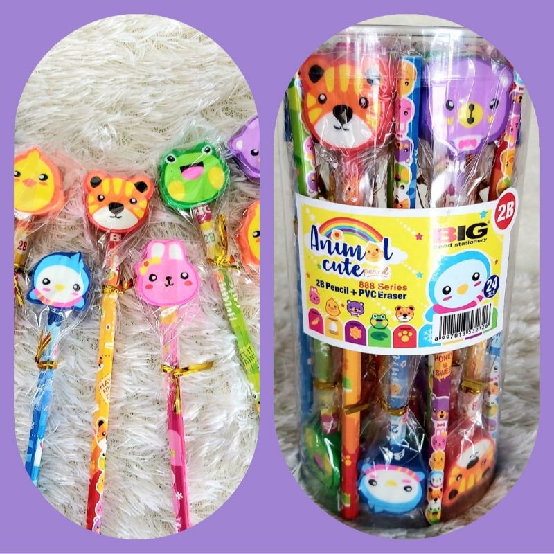 

(3bh)Pensil Penghapus Karakter/Potlot Kayu 2b BIG & Penghapus Boneka P225