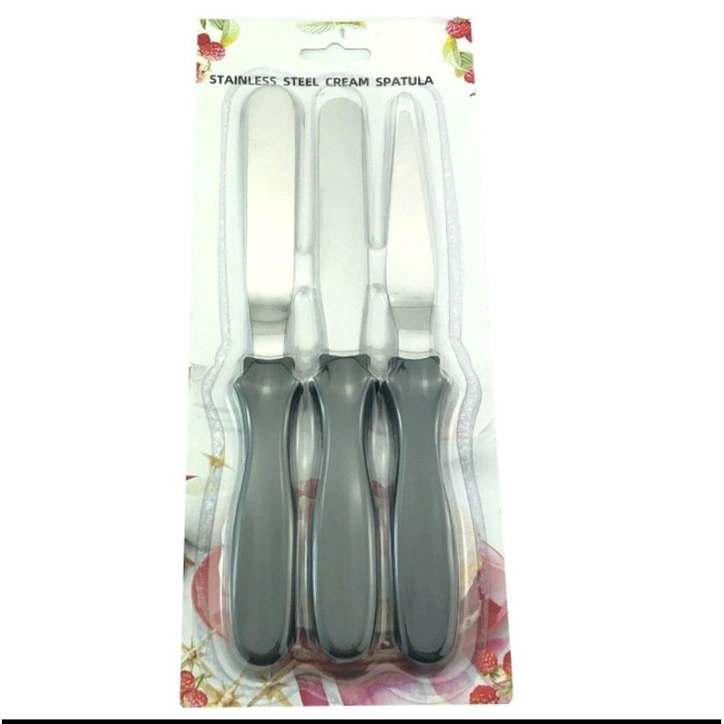 Spatula Butter Cream 3 Pcs Model Dekorasi Kue Tebal / Spatula Set 3