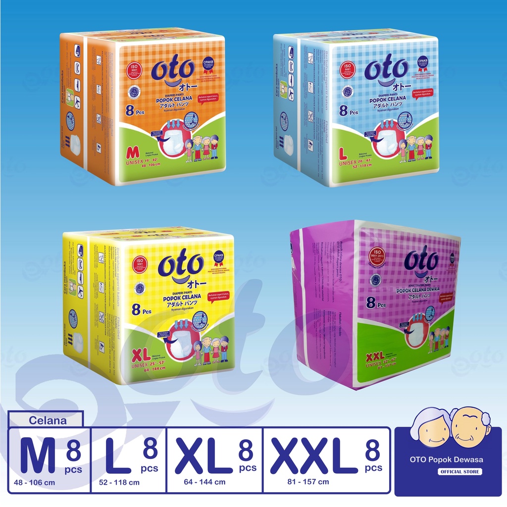 OTO Adult Diapers Pants BEST SELLER / Popok CELANA dewasa Size M, L, XL dan XXL