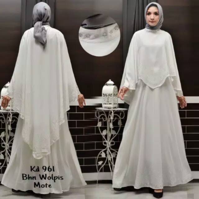 Baju Gamis putih/ Busana muslim/ Baju muslim wanita